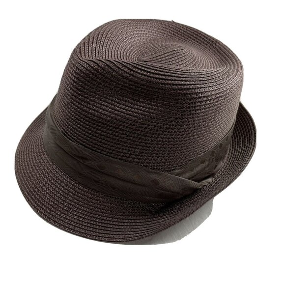 Brown Straw Fedora Hat Medium Large Medium Large 24 in u Beach Surf Style - Picture 1 of 4